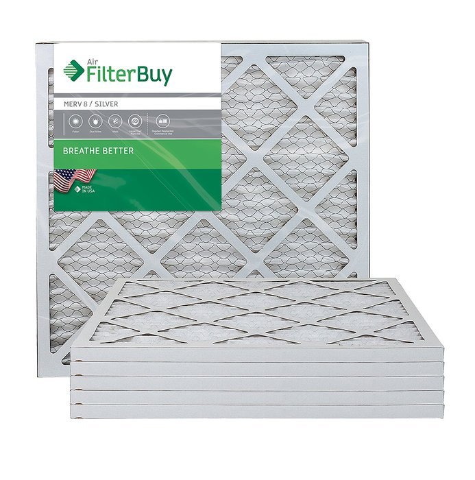 AFB Silver MERV 8 12x27x1 Pleated AC Furnace Air Filter. Pack of 6 Filters. 100% produced in the USA. N8