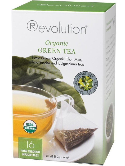 Revolution Tea, Organic Green Tea (Certified Organic), 16 Flow-through Infuser Bags in a Stay-Fresh Container