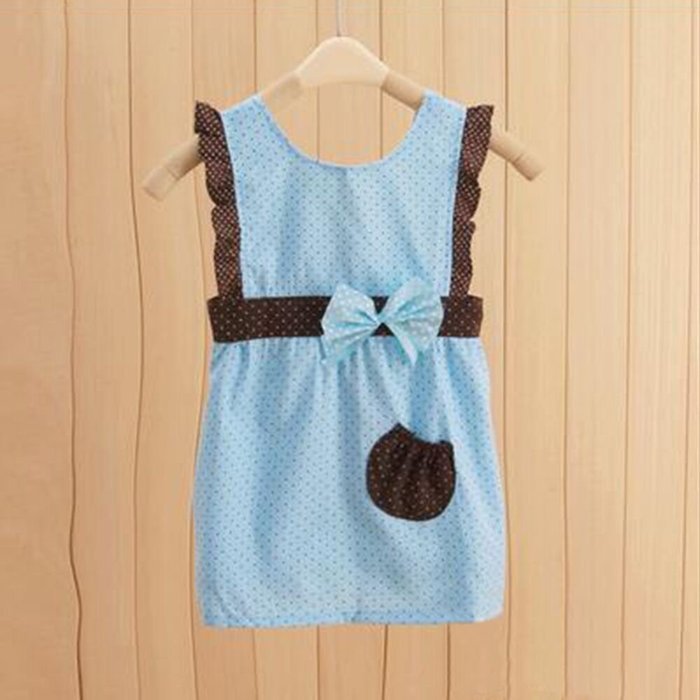 KAKA(TM) Baby Kids Waterproof Cute Cartoon Sleeveless Apron -Blue(Children's Height:110-135cm,size:100)