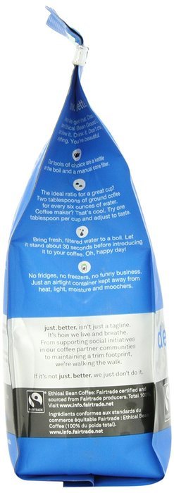 Ethical Bean Coffee Decaf, Dark Roast, Whole Bean, 12-Ounce Bag N32