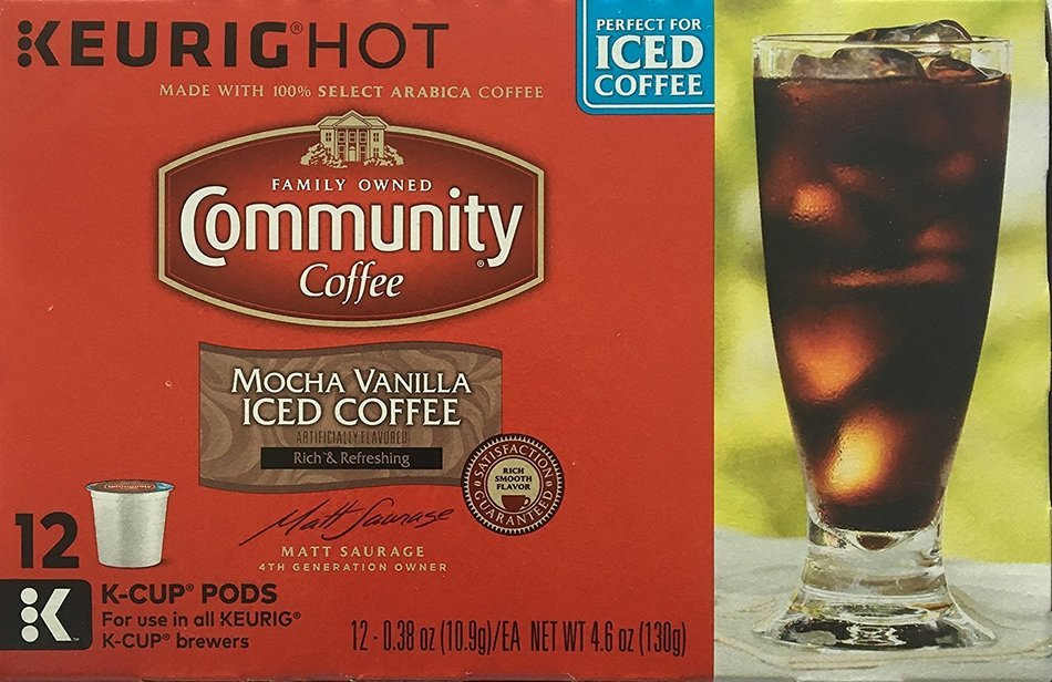 Community Mocha Vanilla Iced Coffee K-Cups, Pack of 12 N2