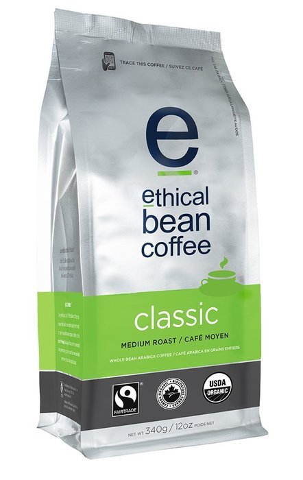 Ethical Bean Coffee Decaf, Dark Roast, Whole Bean, 12-Ounce Bag N33
