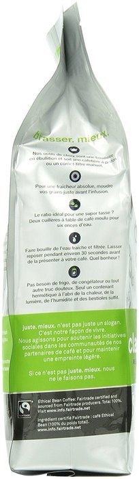 Ethical Bean Coffee Decaf, Dark Roast, Whole Bean, 12-Ounce Bag N34