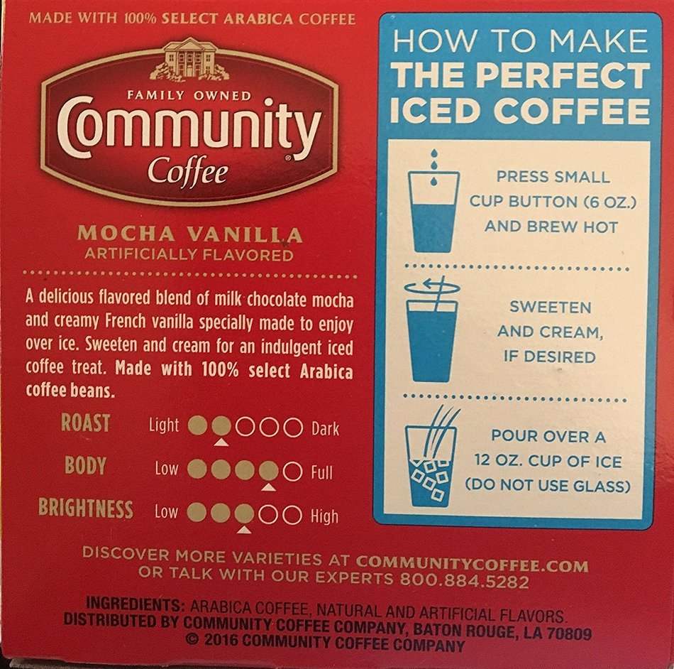Community Mocha Vanilla Iced Coffee K-Cups, Pack of 12 N3
