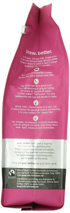Ethical Bean Coffee Decaf, Dark Roast, Whole Bean, 12-Ounce Bag N35