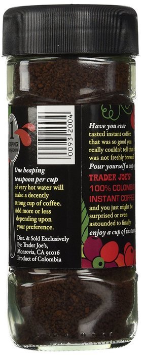 Trader Joe's 100% Colombian Instant Coffee 3.5oz N4