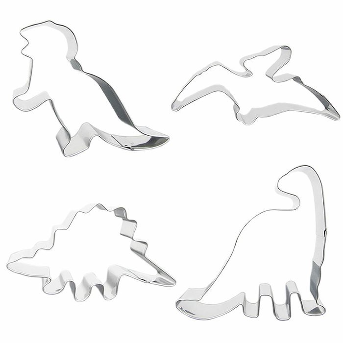 Mimgo Store Stainless Steel Cutter Set 4 Piece Dinosaur Animal Baking Biscuit Cookie Cutter Cake Mold Mould