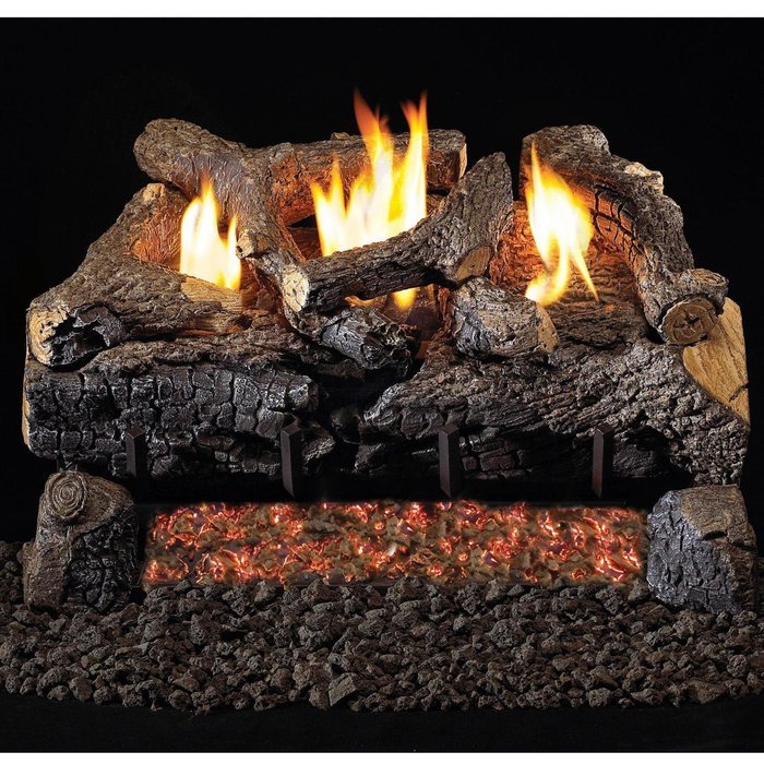 Peterson Real Fyre 18-inch Evening Fyre Charred Log Set With Vent-free Natural Gas Ansi Certified G18 Burner -...