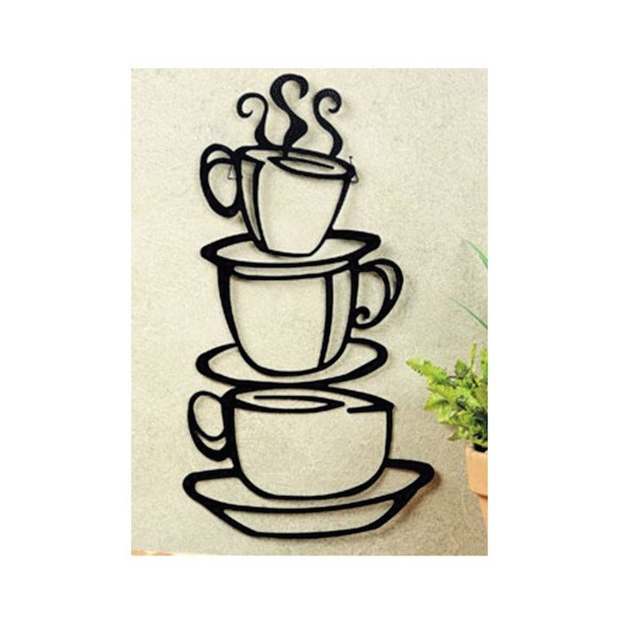 Adorox Coffee House Cafe Cup Java Silhouette Metal Wall Art (Black (1 Pack)) N3