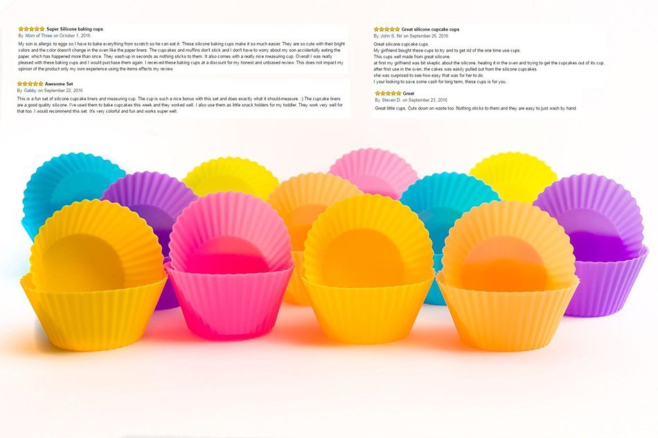 U Must Have - 24 Eco-friendly Silicone Cupcake Liners (Reusable, Non-Stick). Baking Cups, Molds for Muffins and... N2