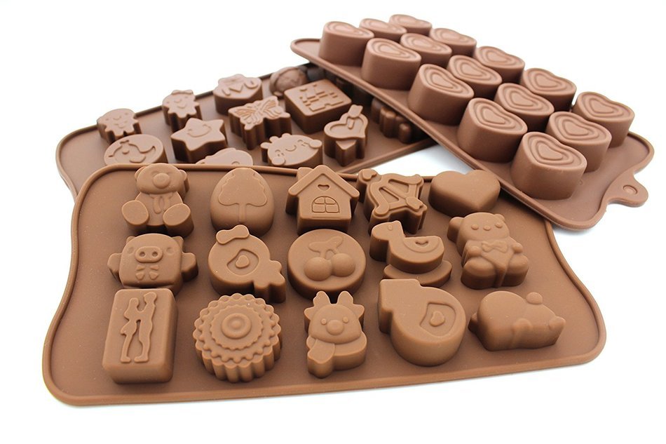 Set of 3 - ZICOME 15 PIECE Nonstick Children's Character Silicone Candy Molds, Chocolate Molds, Jelly Molds, Soap... N3