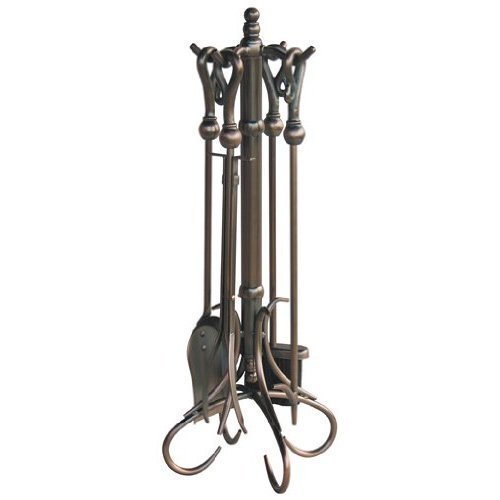 Uniflame 5 Piece Bronze Fireset with Crook Handles