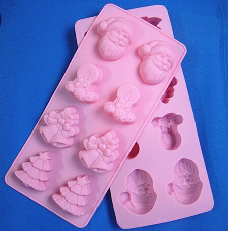 Mini Silicone Sugar, Fondant and Cake Mold, Christmas Theme, Pink