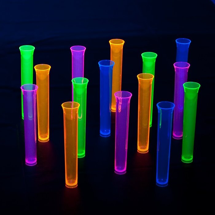 Party Essentials 15-Count Hard Plastic 1.5 Ounce Tube Shots, Mardi Gras Mix N6