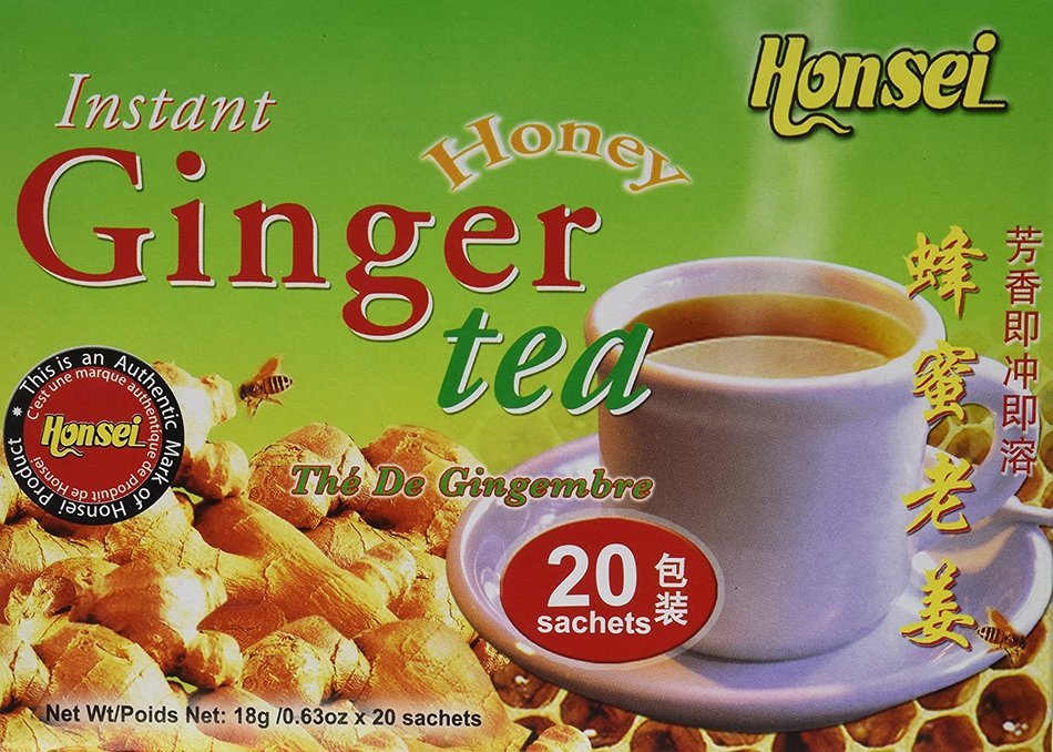 Honsei Instant Ginger Honey Tea 18 G/0.63oz - Product of Singapore, Pack of 2(20 Sachets X 2 = 40 Sachets)
