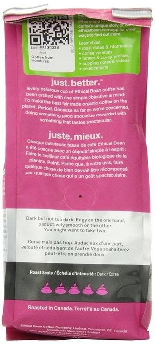 Ethical Bean Coffee Decaf, Dark Roast, Whole Bean, 12-Ounce Bag N44