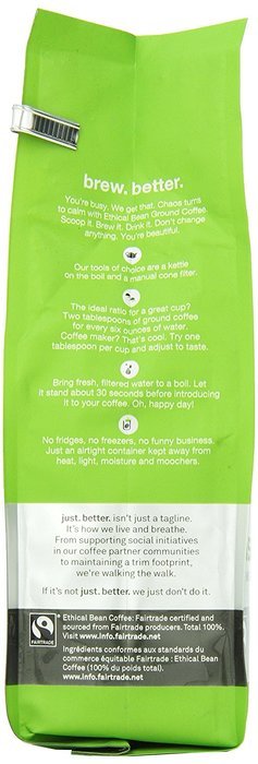 Ethical Bean Coffee Decaf, Dark Roast, Whole Bean, 12-Ounce Bag N46