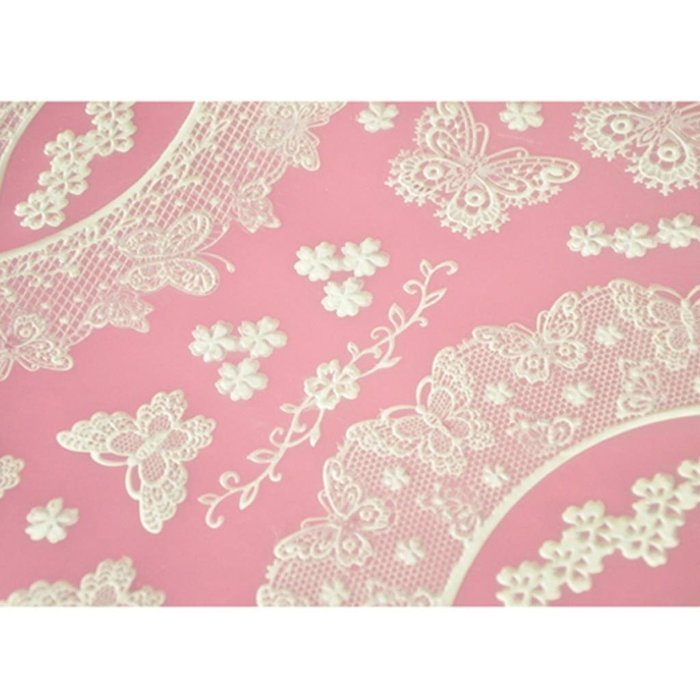 FOUR-C Decor Lace Mat Silicone Embossing Mat Lace Mold for Cake Decoration Color Pink N3