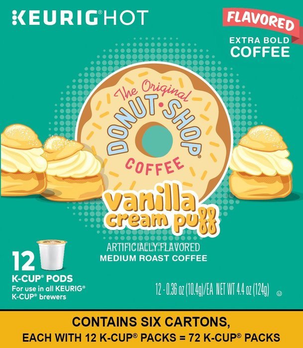 The Original Donut Shop Vanilla Cream Puff, Keurig K-cups, 12 Count (Pack of 6) N2