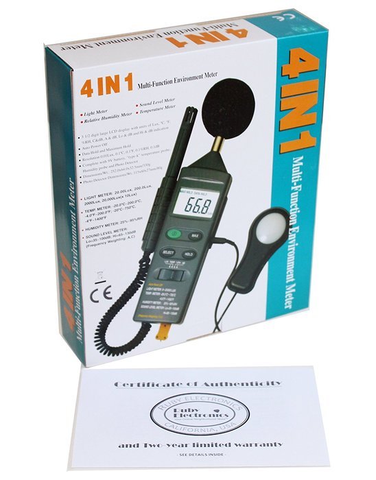 Ruby Electronics DT-8820 4-in-1 Industrial Thermometer Light Humidity Sound Meter