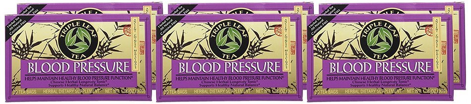 Triple Leaf Tea, Tea Bags, Blood Pressure, 1.4-Ounce Bags, 20-Count Boxes (Pack of 6)