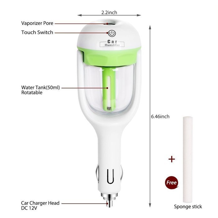 Sunnyhome007 50ml 2-in-1 Portable Mini USB Car Air Humidifier and Aromatherapy Essential Oil Diffuser, Air Purify... N18