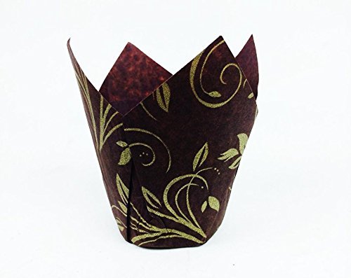 Tulip Disposable Baking Cup Medium - Brown and Gold - 2''x3.15'' (Pack of 3200)