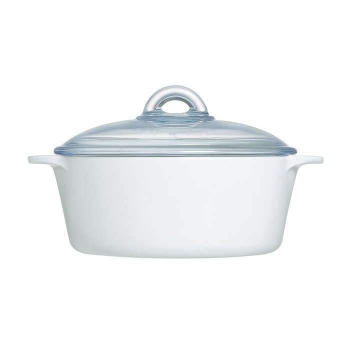 Luminarc Robin Shea Casserole with Lid (Set of 1), 2 L/2.1 quart, White