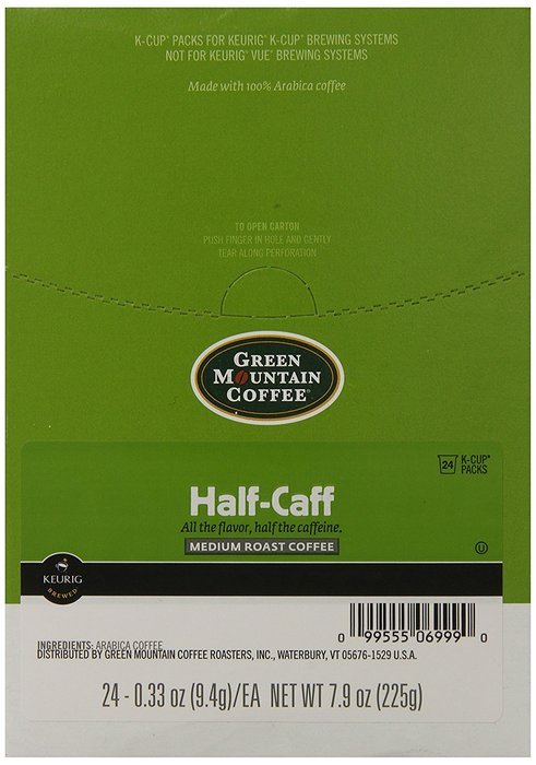 Green Mountain Coffee Half-Caff, Regular/Med Roast K-Cup Portion Pack for Keurig K-Cup Brewers, 24-Count N4