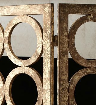 Gold Circles Iron Nailhead Fireplace Screen
