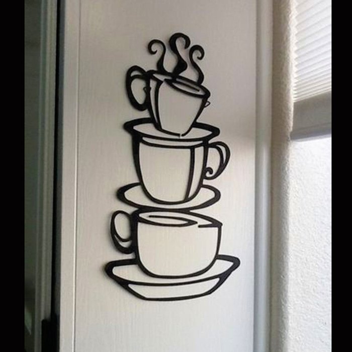 Adorox Coffee House Cafe Cup Java Silhouette Metal Wall Art (Black (1 Pack)) N4