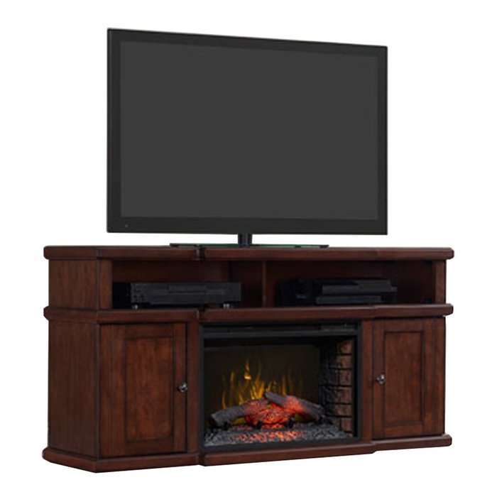 Probus Dark Cherry Electric Fireplace Media Console N2