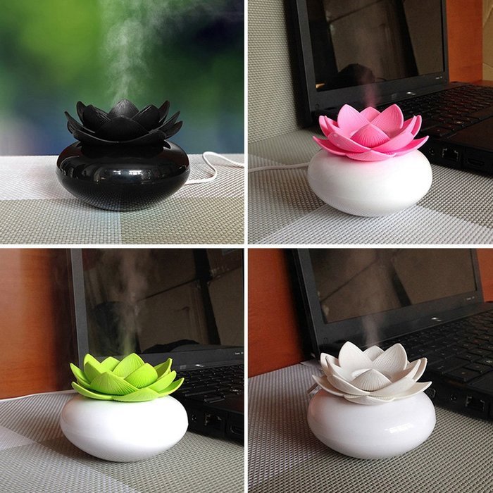 YJY 100mL Lotus Aromatherapy Essential Oil Diffuser - USB Silent Ultrasonic Waterless Auto Shut-off Air Humidifier... N5