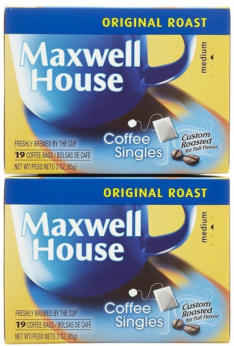 Maxwell House Coffee Singles, 19 ct Single Serve Bags, 2 pk