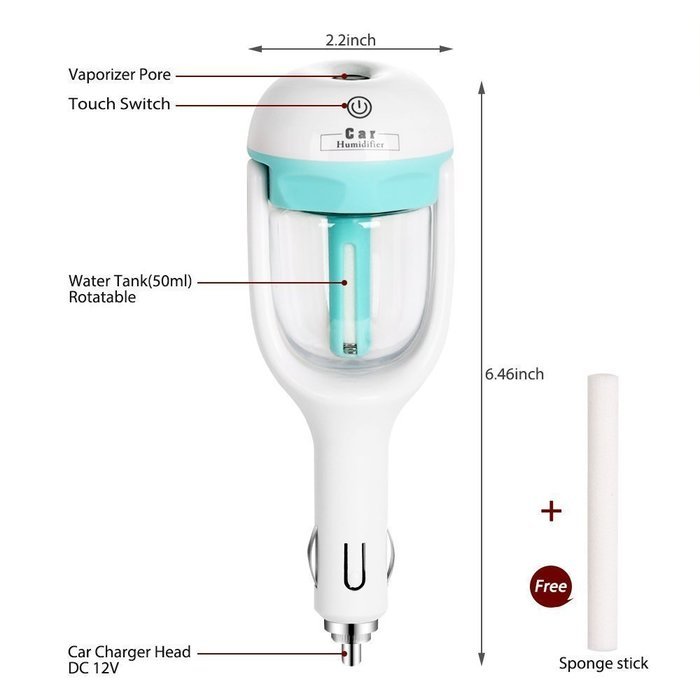 Sunnyhome007 50ml 2-in-1 Portable Mini USB Car Air Humidifier and Aromatherapy Essential Oil Diffuser, Air Purify... N24