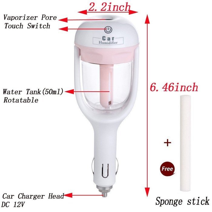 Sunnyhome007 50ml 2-in-1 Portable Mini USB Car Air Humidifier and Aromatherapy Essential Oil Diffuser, Air Purify... N28
