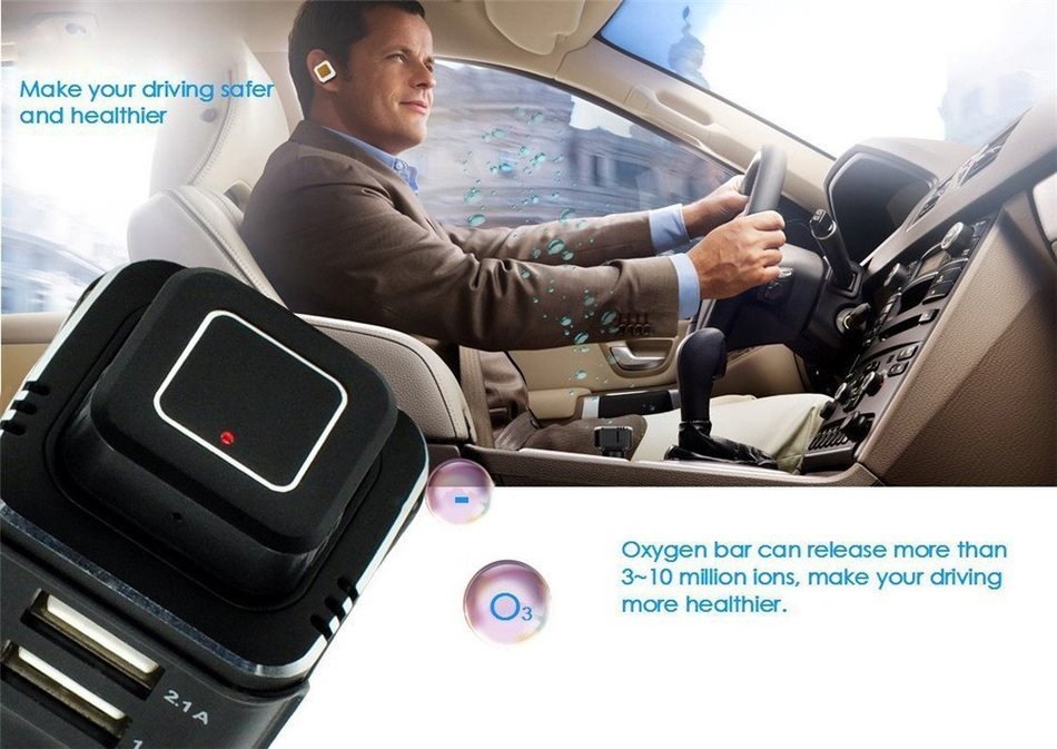 ATD Multifunction Dual USB Charger Wireless Bluetooth Headphones Car Oxygen Bar Anion Air Purification Humidifier... N2