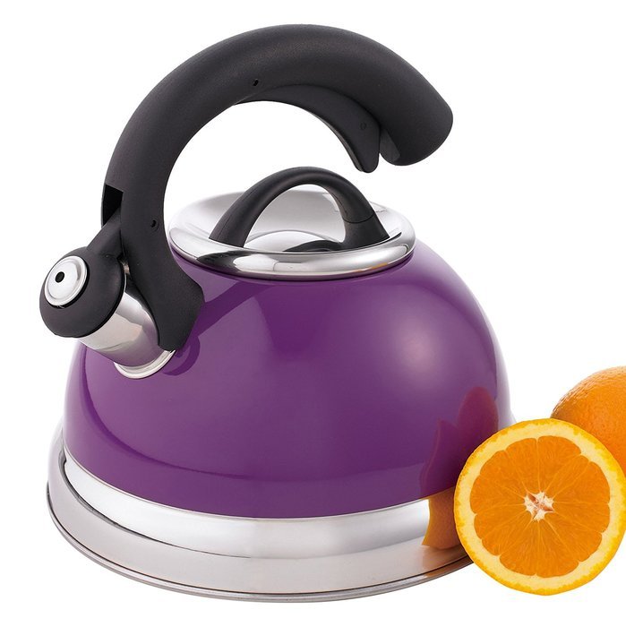 Creative Home 77040 Symphony Plum Over Stainless Steel Body Whistling Tea Kettle with Capsulated Bottom, 2.6-... N3