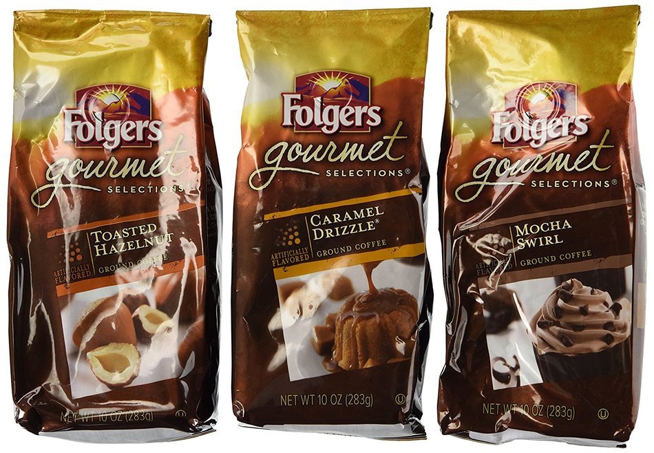 Folgers Gourmet Selections Flavored Ground Coffee 3 Flavor Variety Bundle: (1) Folgers Gourmet Caramel Drizzle...