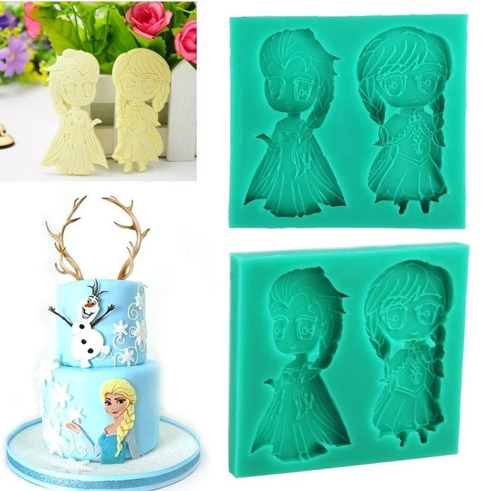 3d Silicone Frozen Fondant Mold Cake Diy Decorating Baking Chocolate Mould Elsa And Anna Princess