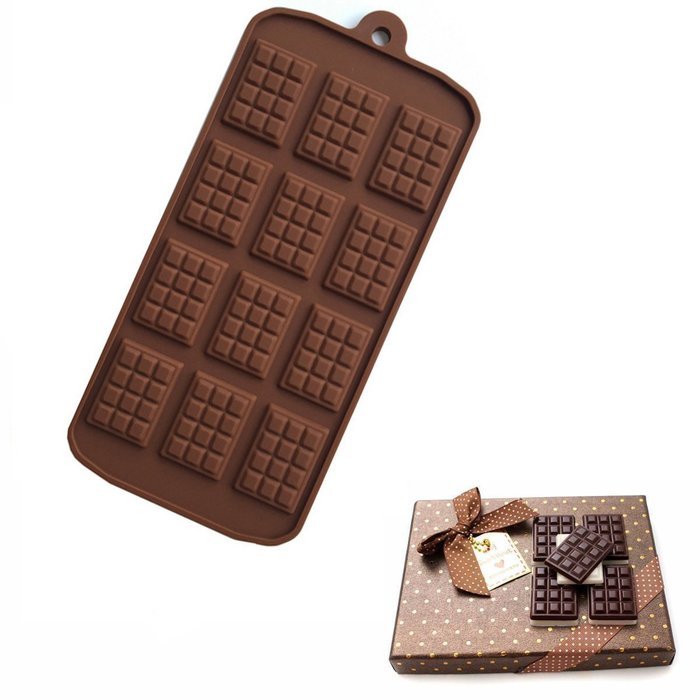 Sinduc 12-Cavity Cake Mold Silicone Chocolate Bar Sugar Craft Baking Pattern Mold 2 Pack N3