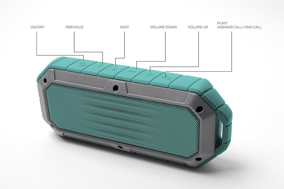 iJoy Beach Bomb IP66 Waterproof Shockproof Portable Bluetooth Speaker With built in Mic Aux-In and 2,000mAh Battery... N15