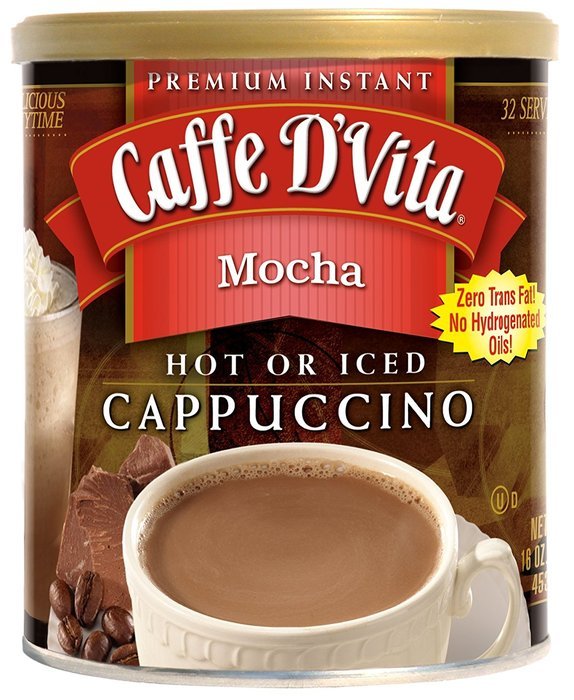 Caffe D'Vita Mocha Cappuccino, 16-Ounce Canisters (Pack of 6)
