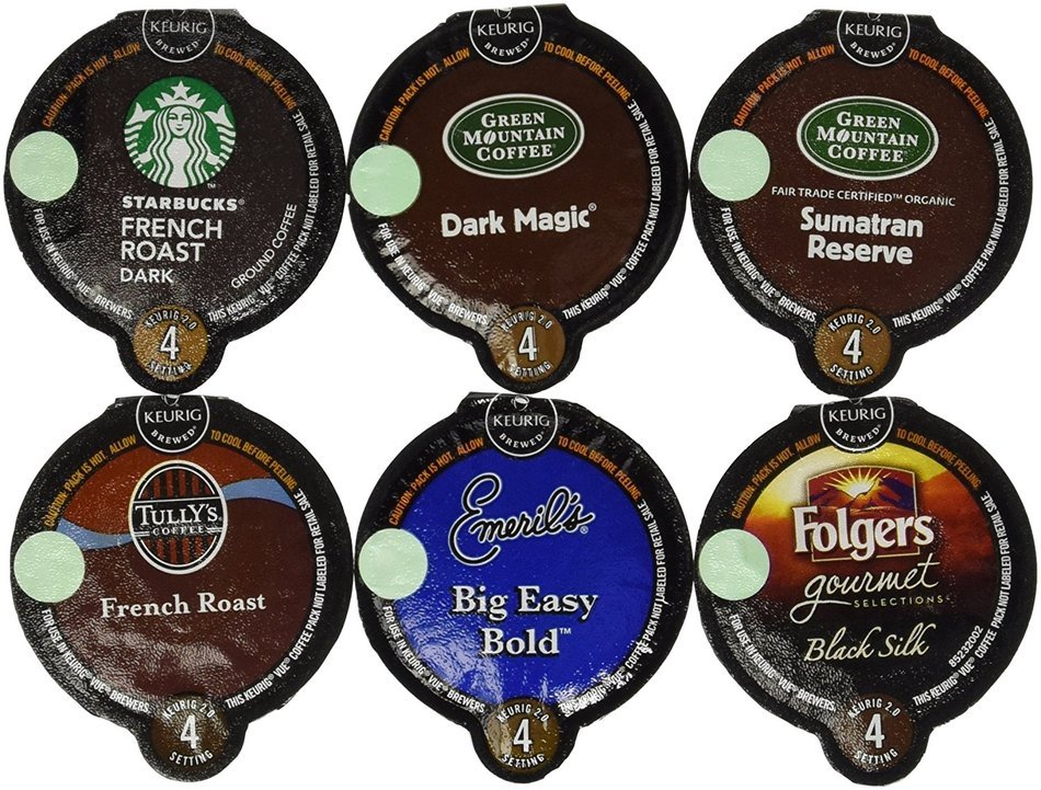 30 Count - VUE Cups BOLD ROAST COFFEE Variety Sampler Pack *NO DECAF (6 Different Flavors, 5 VUE Cups Each)