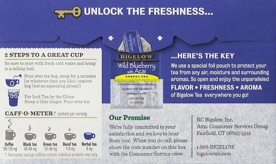 Bigelow Tea Wild Blueberry with Acai Herb Tea, 20-Count (Pack of 6)