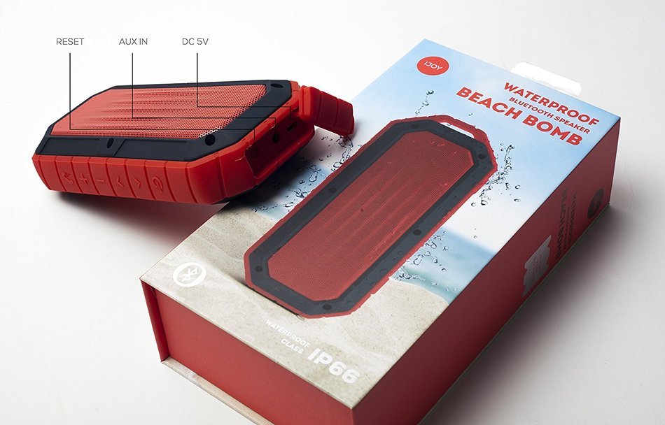iJoy Beach Bomb IP66 Waterproof Shockproof Portable Bluetooth Speaker With built in Mic Aux-In and 2,000mAh Battery... N25