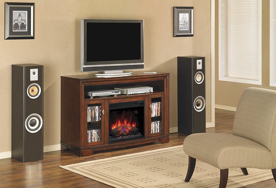 ClassicFlame 23MM070-C244 Palisades TV Stand for TVs up to 60", Empire Cherry (Electric Fireplace sold separately) N3