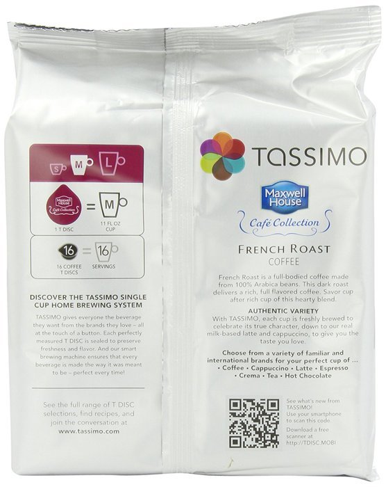 Maxwell House Cafe Collection French Roast Coffee, T-Discs for Tassimo Coffeemakers, 4.45 ounce, 16-Count Packages... N2