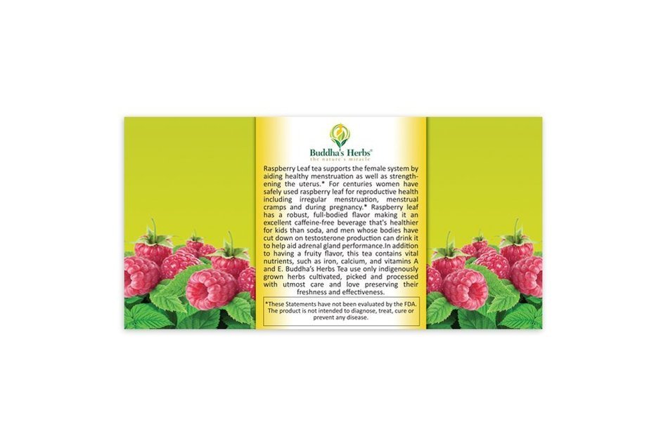 Buddha's Herbs Premium Raspberry Leaf Tea, 22-Count Tea Bags (Pack of 2) N4