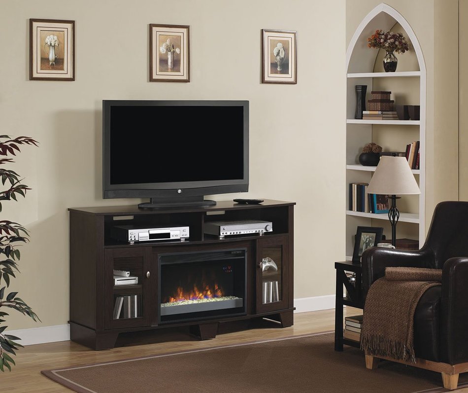 ClassicFlame 26MM4995-PE91 La Salle TV Stand for TVs up to 65", Oak Espresso (Electric Fireplace Insert sold separately)